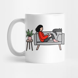 Girl Sketching With Cat Mug